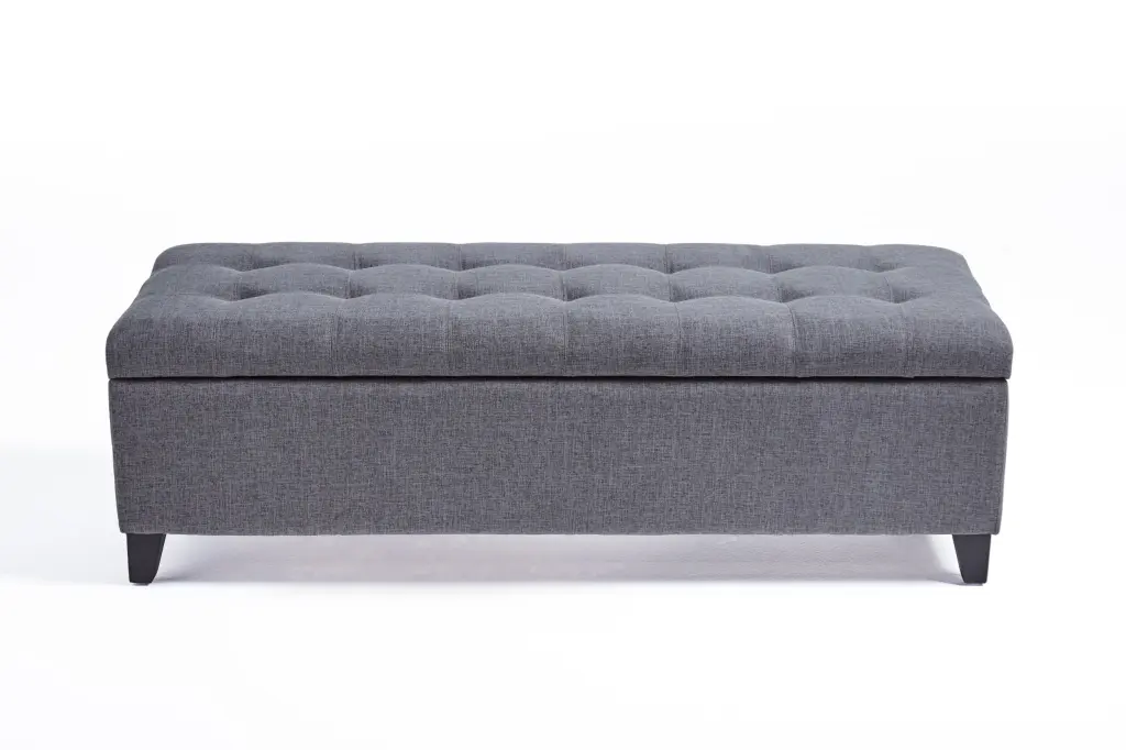 Storage Ottoman Light Grey Material Multi Functional Footrest nh-an