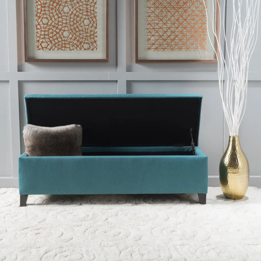 Teal Ottoman Footrest Sturdy Construction and Soft Upholstery nh-an