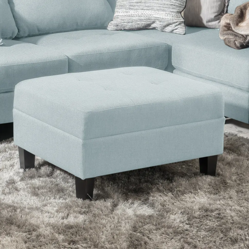 Ottoman Blue Material Footstool Pouf Living Room nh-cloudhouse