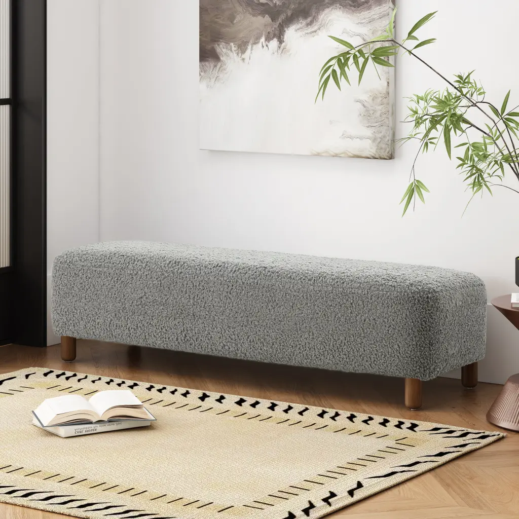 Cozy Ottoman Grey Polyester Timber Legs nh-comfortcove