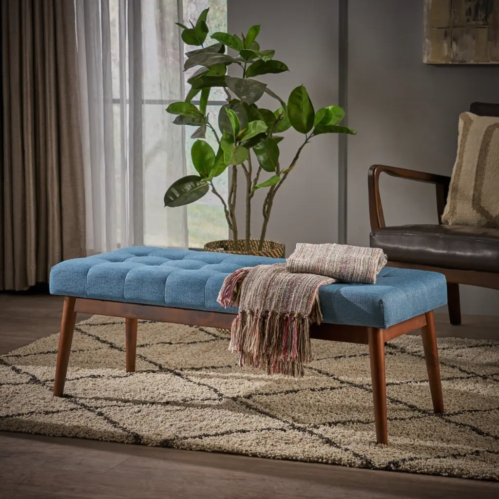 Ottoman Blue Material - Versatile Footrest and Additional Seating nh-sunfay