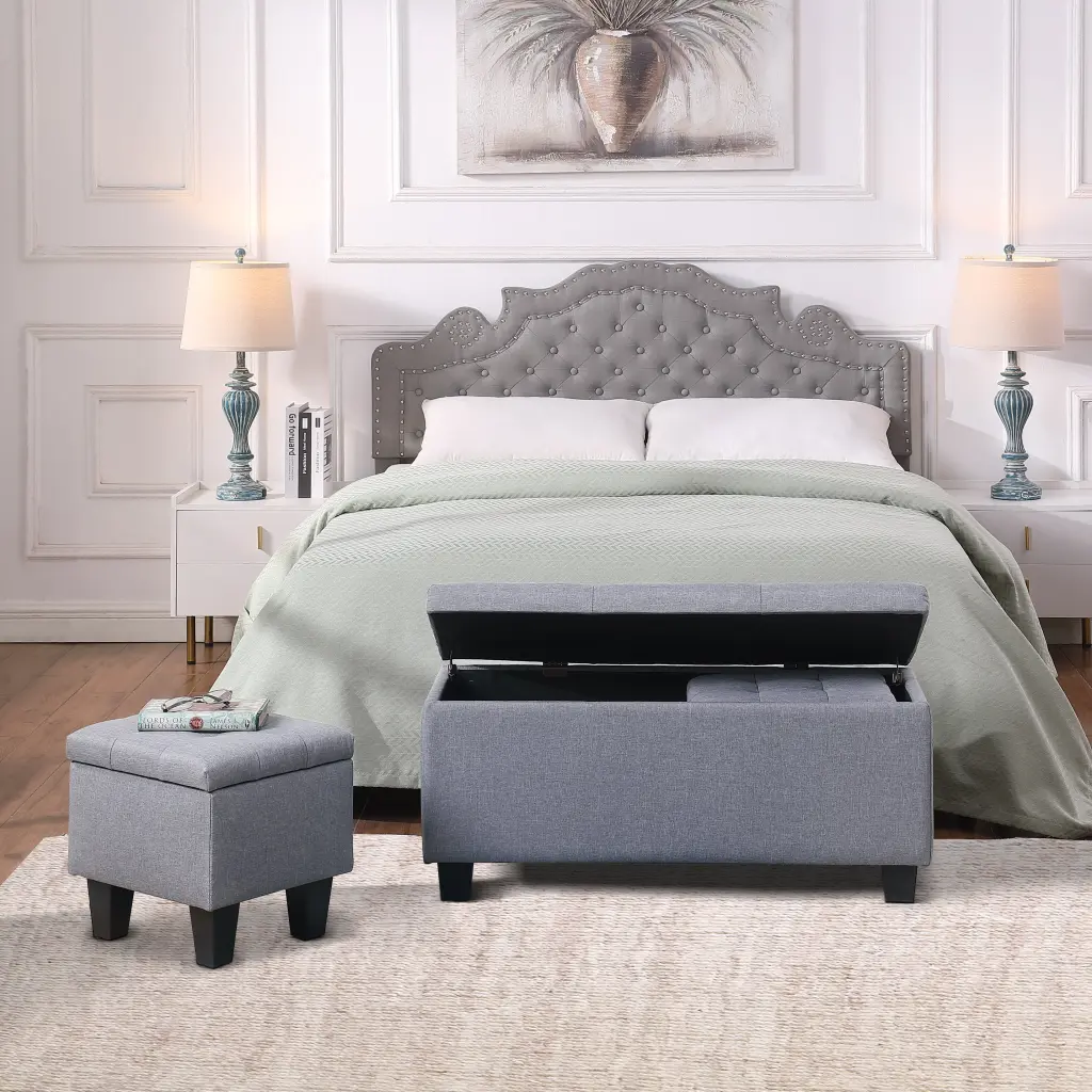 Video Large Storage Ottoman Bench Set 3 1 Combination Tufted Footrest relax down