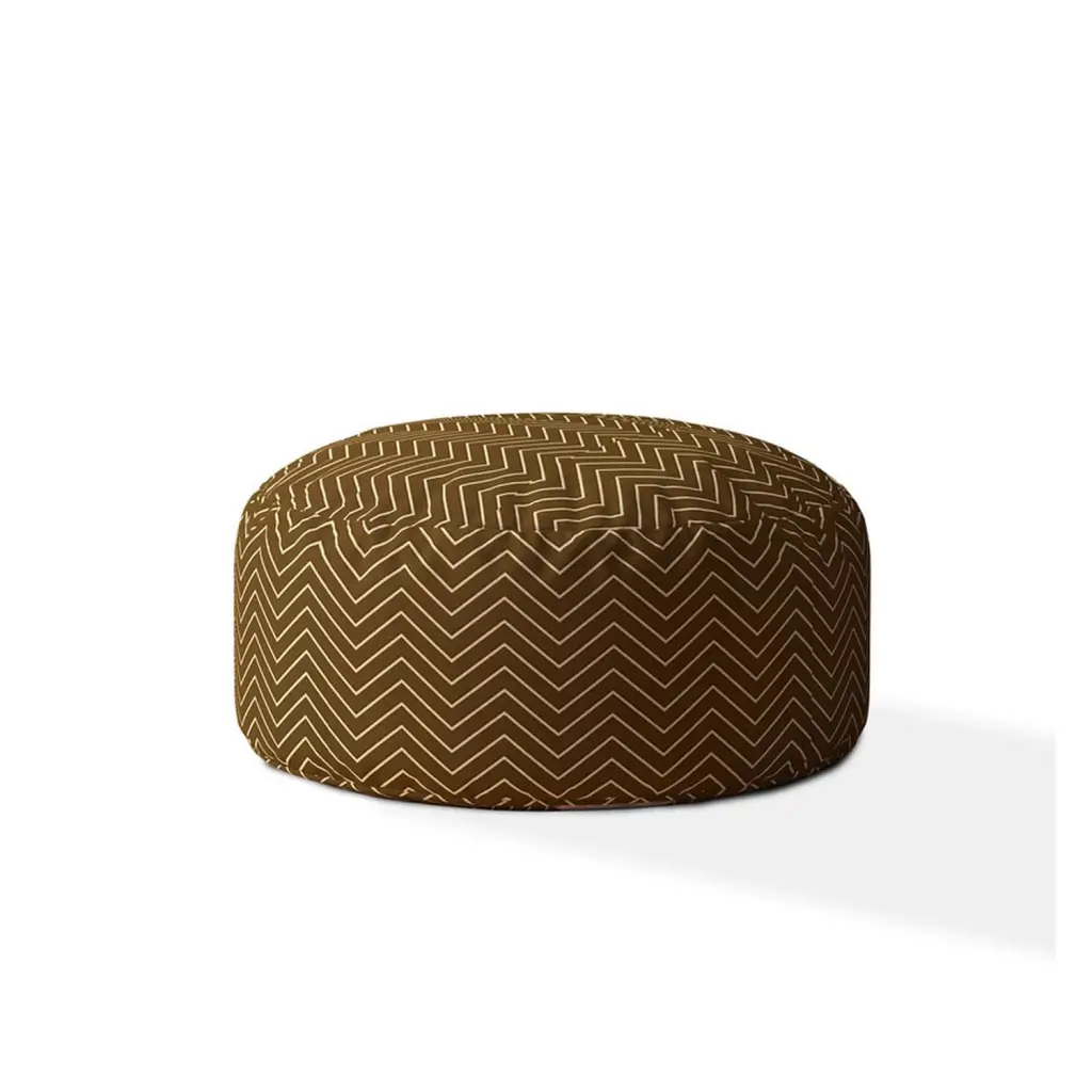 Indoor Dippity Caramel Round Zipper Pouf Stuffed Extra Beads Included usa made pillow and pouf