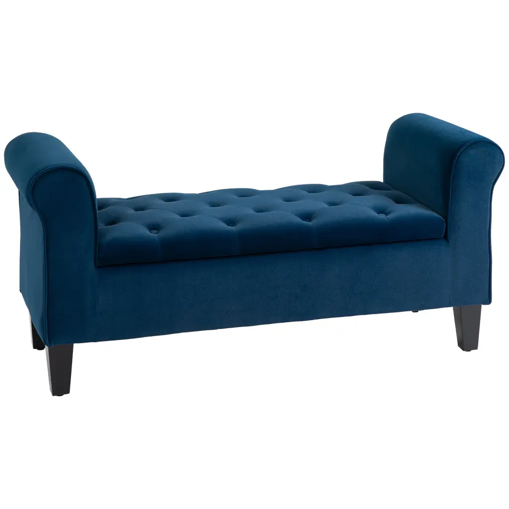 Homcom Button Tufted Storage Ottoman Bench Upholstered Bench Rollers aosom business
