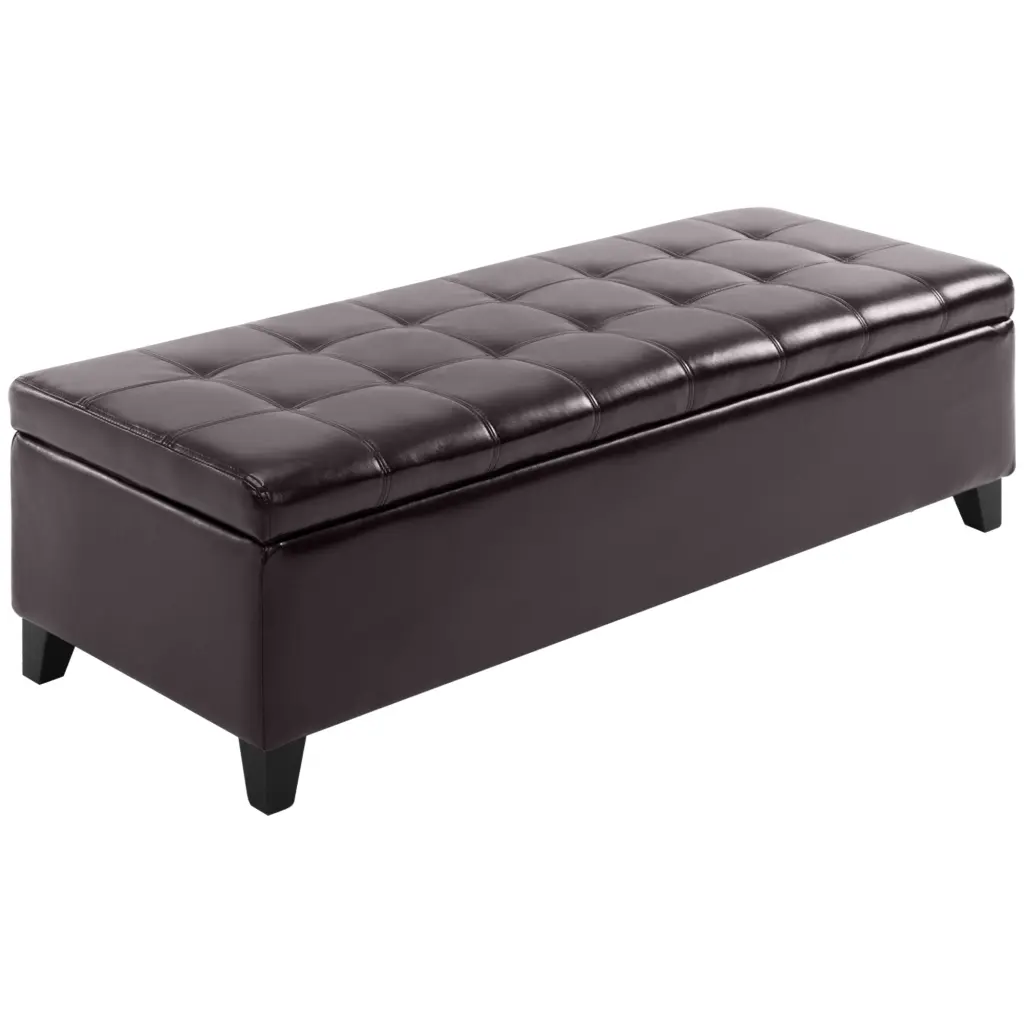 Homcom 51 Inch Ottoman Storage Bench Faux Hide Storage Chest Lift Top aosom business