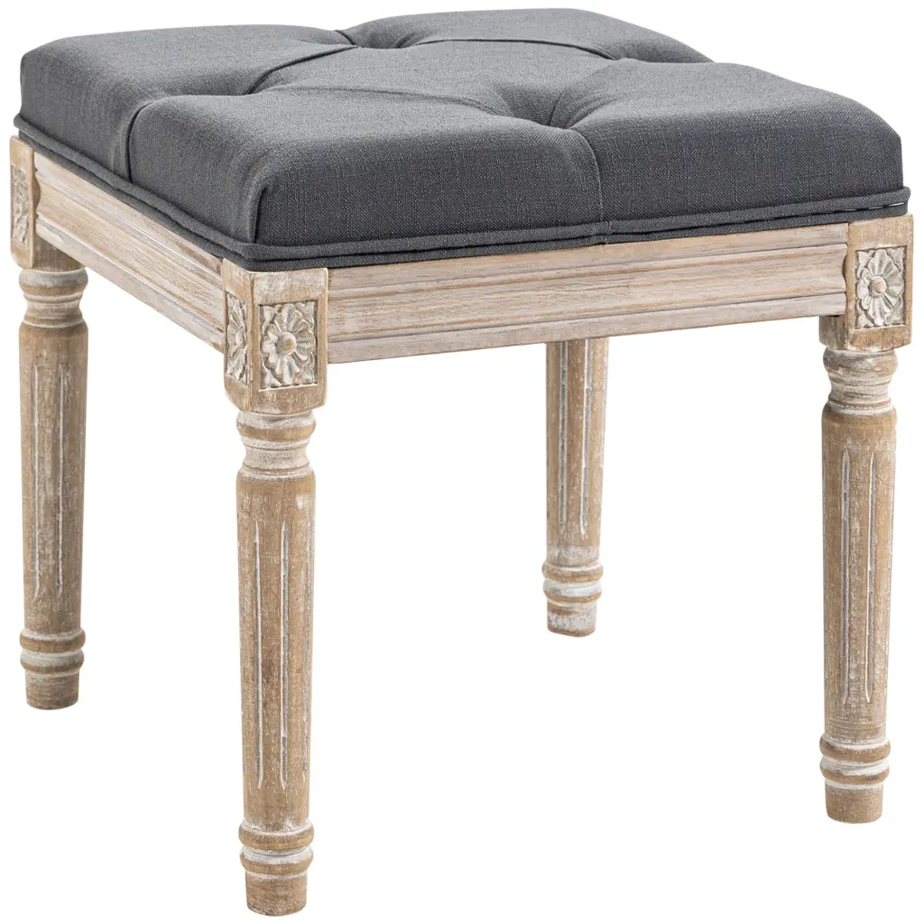 Homcom 16 Inch Vintage Ottoman Tufted Foot Stool Upholstered Seat Living Room Decor aosom business