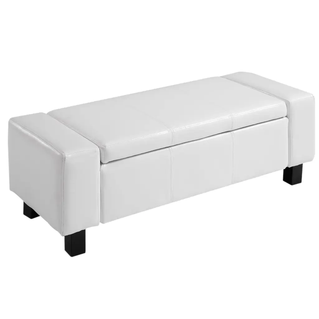 HomCom Large 42 Inch Storage Ottoman Tufted Faux Leather Living Room aosom business