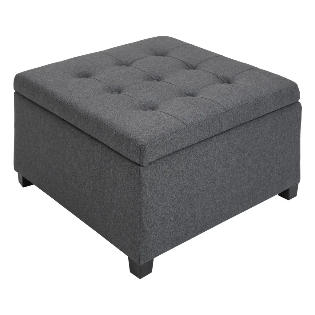 Homcom Tufted Storage Ottoman Flip Top Seat Lid, Metal Frame Living Room aosom business