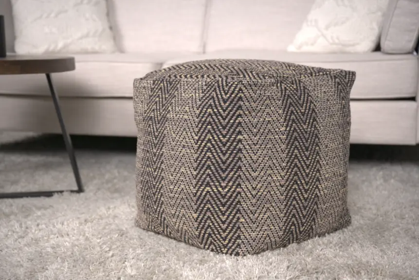 Barracuda Artisan-Made Cotton Pouf Brown and Beige Handcrafted Footrest bazar