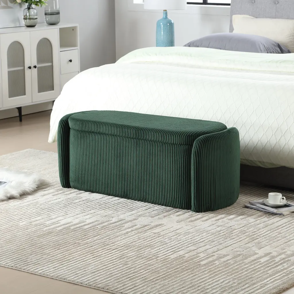 Coolmore Storage Ottoman Bedroom End Bench Upholstered Material Storage Seat Lid house hold-w1588