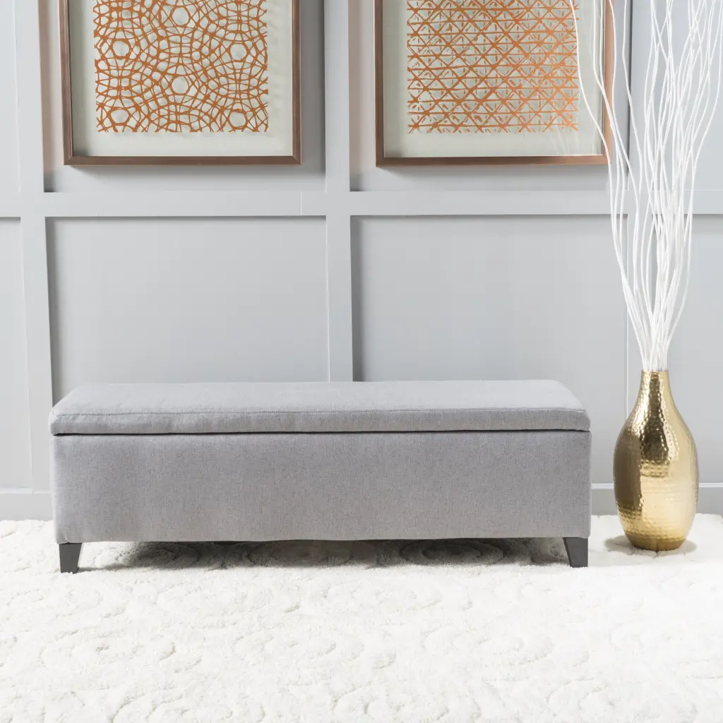 Ottoman Grey Material Footstool Pouf Living Room Furniture nh-an