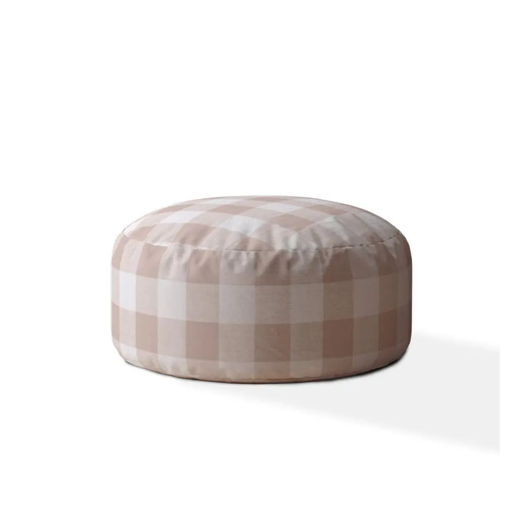 Indoor Andy Blush Round Zipper Pouf Stuffed Extra Beads Included 24 Inches usa made pillow and pouf
