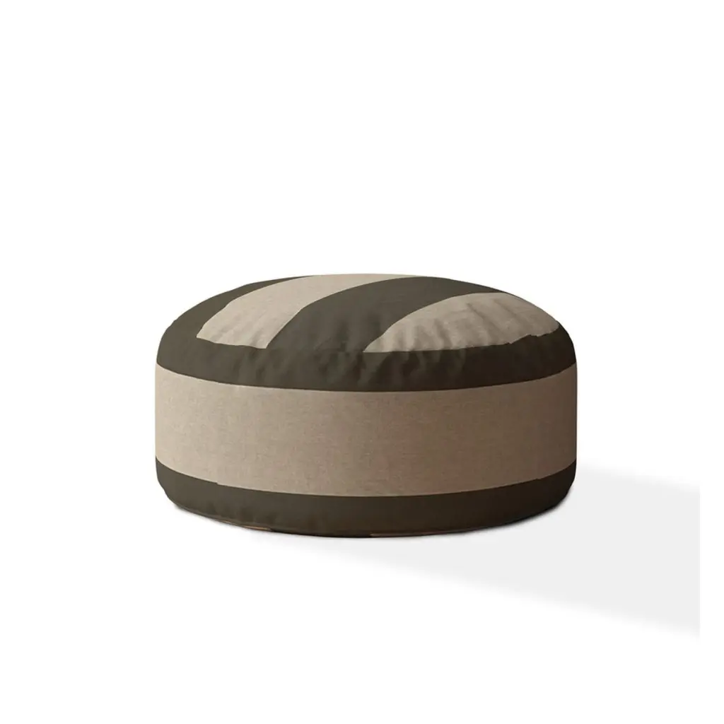 Indoor Railroad Dark Taupe Round Zipper Pouf Stuffed Extra Beads Included usa made pillow and pouf