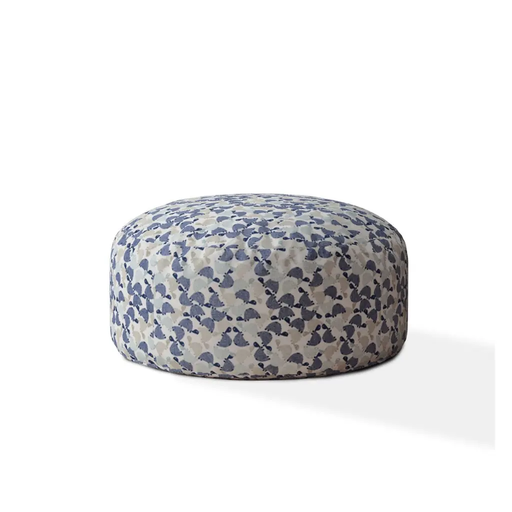 Vintage Navy Round Zipper Pouf Extra Beads Indoor Turtle Life Decor usa made pillow and pouf