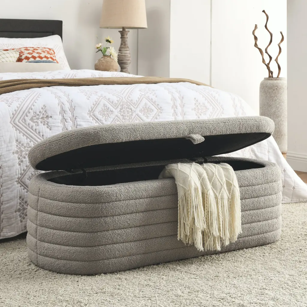 Welike 45.5 Inches Storage Ottoman Bench Upholstered Fabric Footrest welike furniture