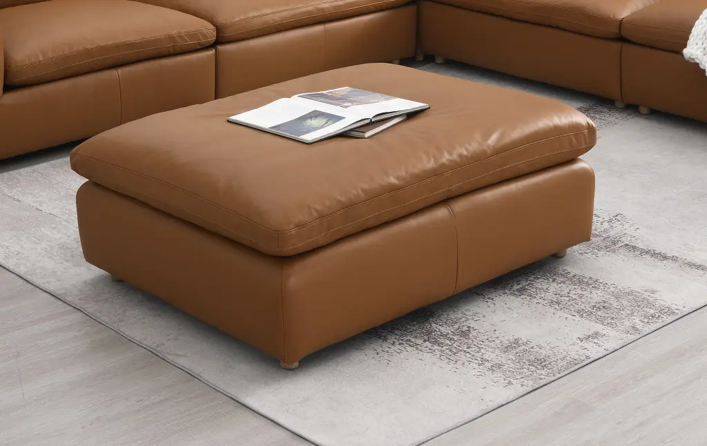 Brighton Ottoman Brown Top Grain Hide Upholstered Living Room acme onsite store