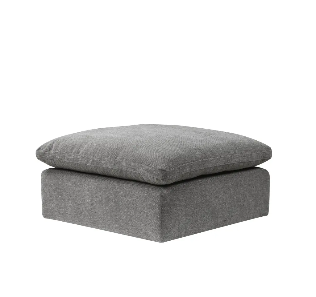 Naveen Modular Ottoman Gray Linen Upholstered Storage Bench Living Room acme onsite store