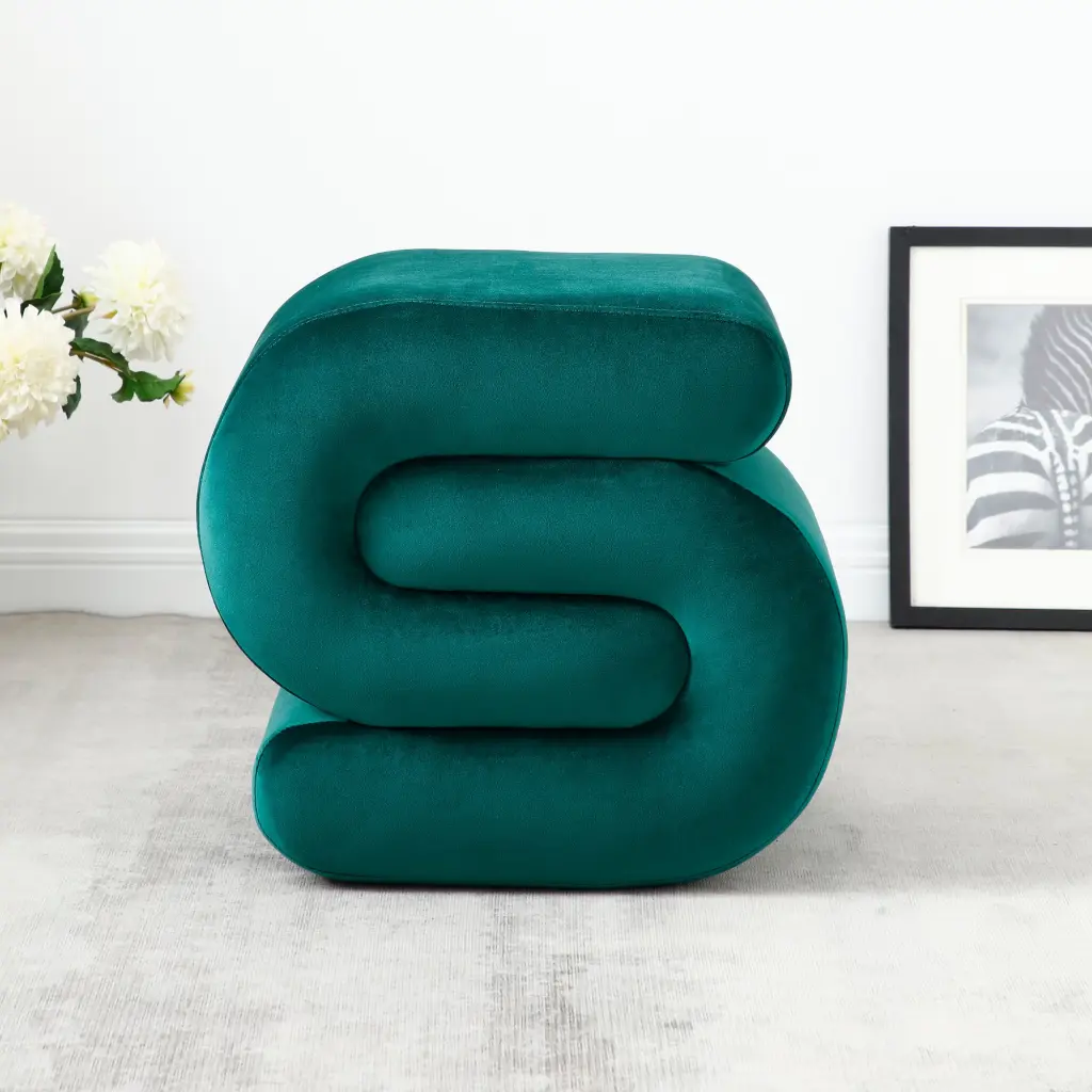 Modern Upholstered Velvet Ottoman, Cozy Footstool Vanity aijiafurniture