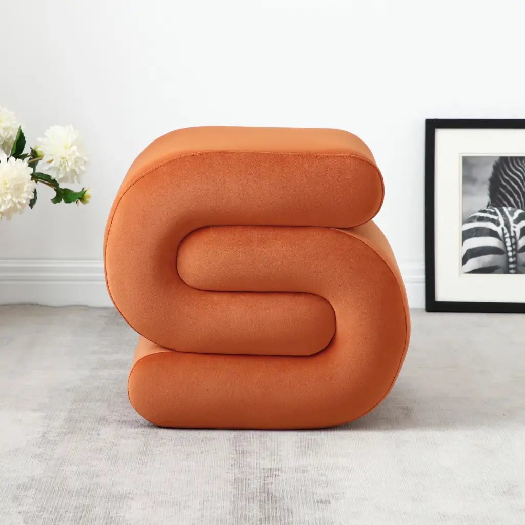 Modern Velvet Ottoman Upholstered Footstool Cozy Vanity Stool Bedroom aijiafurniture