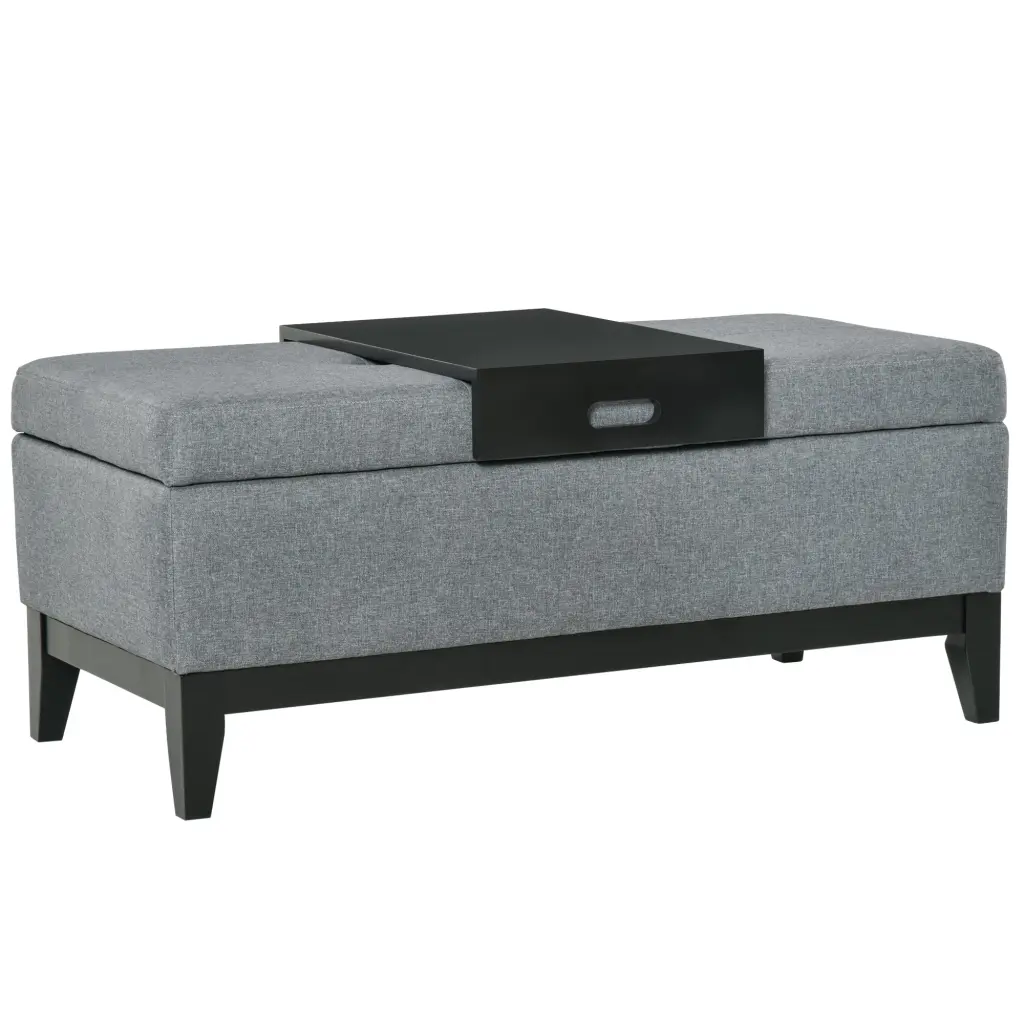 Homcom 42 Inch Rectangular Storage Ottoman Bench Linen Coffee Table aosom business
