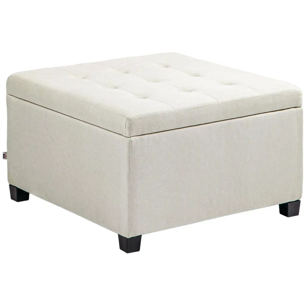 Homcom Tufted Storage Ottoman Flip Top Seat Lid Metallic Hinge Living Room Decor aosom business