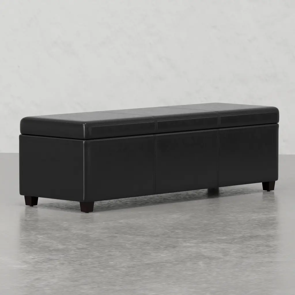 Lincoln Extra Large Storage Ottoman Bench Black Timber Material Living Room brooklyn - max