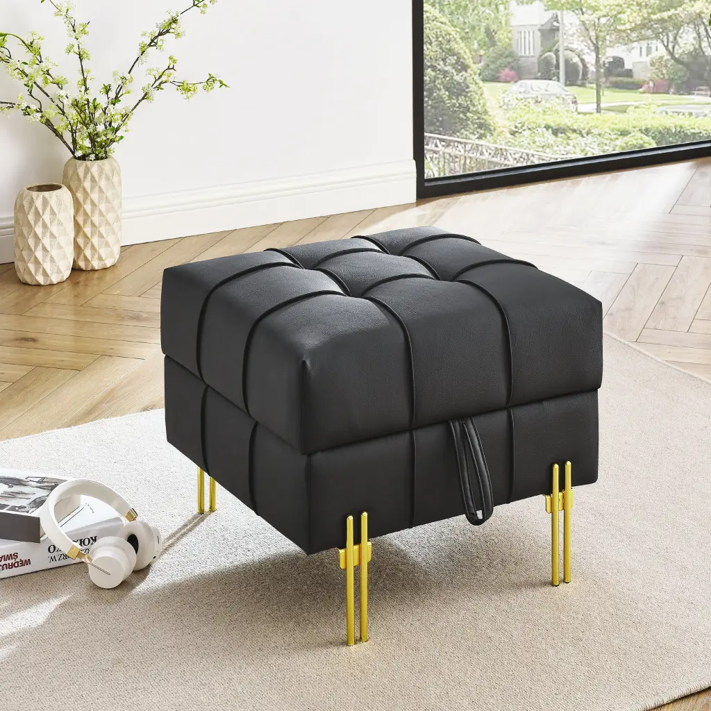 22 Inches Anti Scratch Hide Storage Ottoman Pet Friendly Entryway Bench dg chuang ying