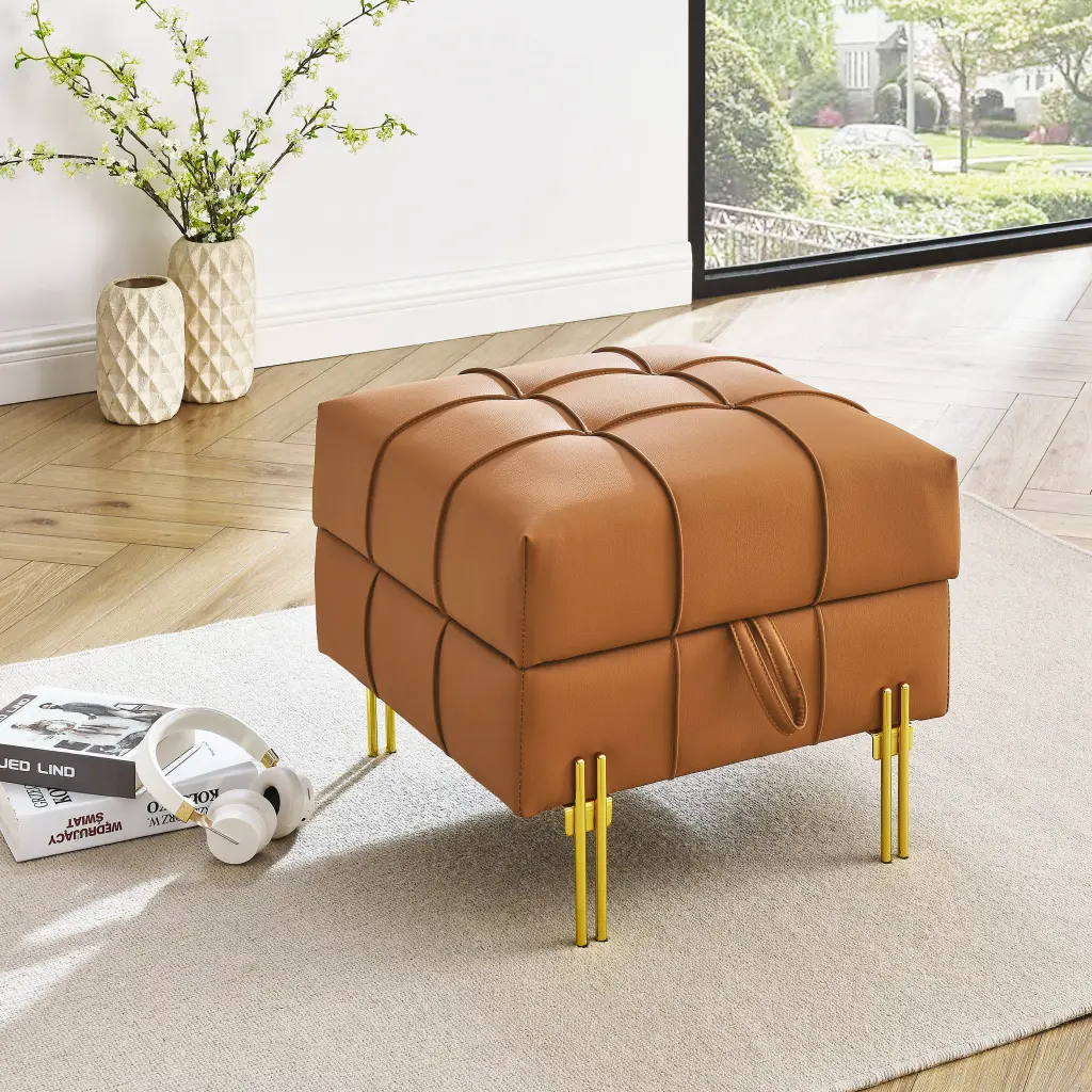 22 Inches Anti Scratch Hide Storage Ottoman Pet Friendly Entryway dg chuang ying