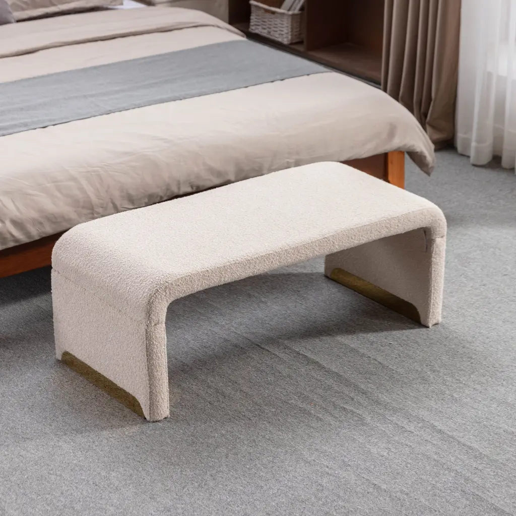 Boucle Loveseat Ottoman Footstool Bedroom Bench Shoe Storage dg collection