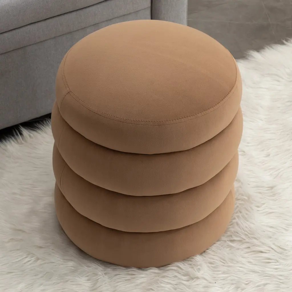 Soft Velvet Round Ottoman Footrest Stool Coffee Table dg collection