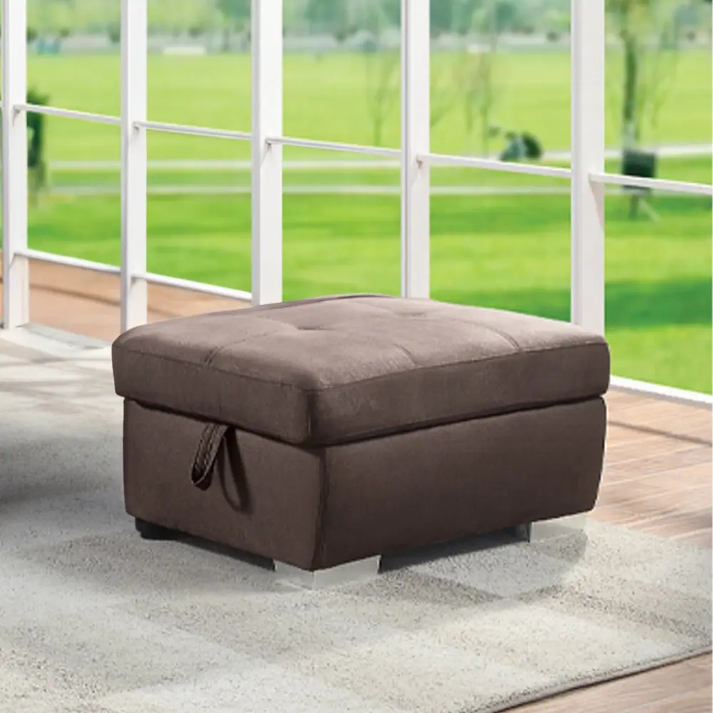 Brown Storage Ottoman Backless Solid Wood Living Space Furniture furniture max