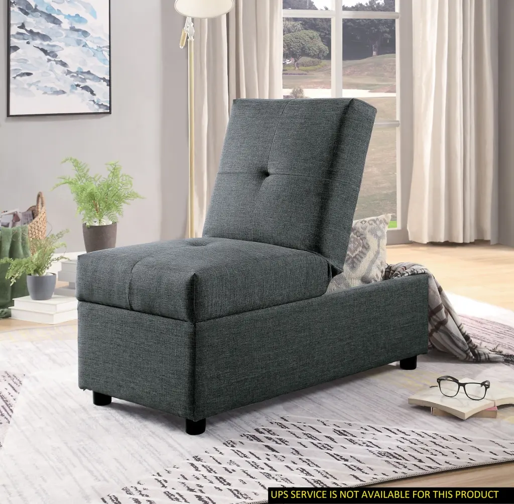 Chic Gray Storage Ottoman Convertible Chair Foam Cushion kanepe