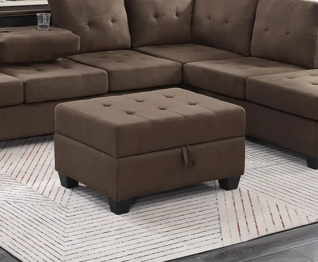 Modern Living Room Storage Ottoman Tufted Top Brown Upholstered Footrest kanepe