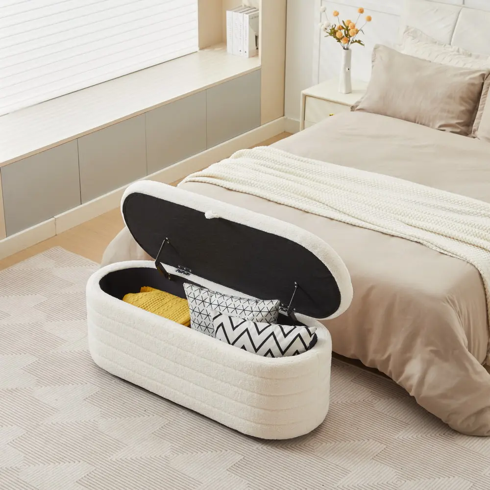 S03 Basics Upholstered Storage Ottoman and Entryway Bench White Versatile Furniture levin furniture