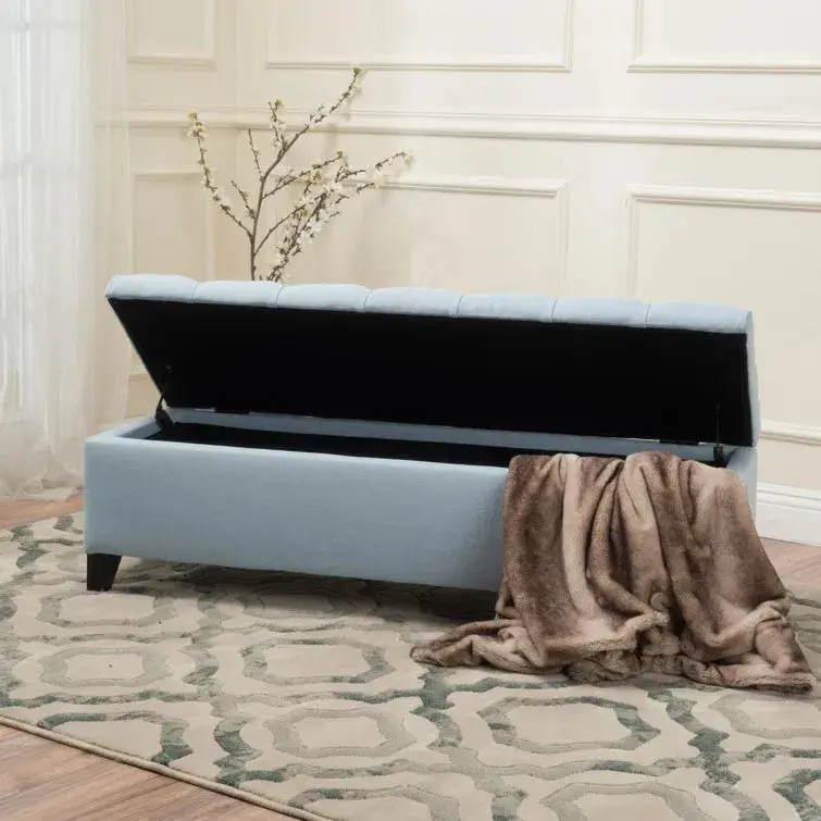 Glouster Storage Ottoman V2 Blue Material Multi Functional Footrest and Seat nh-an