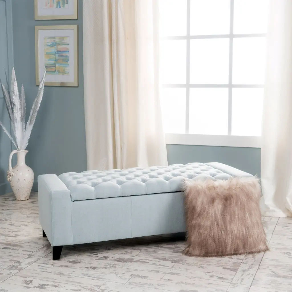 Guernsey Ottoman Blue Material Living Room Footrest Storage Bench nh-an
