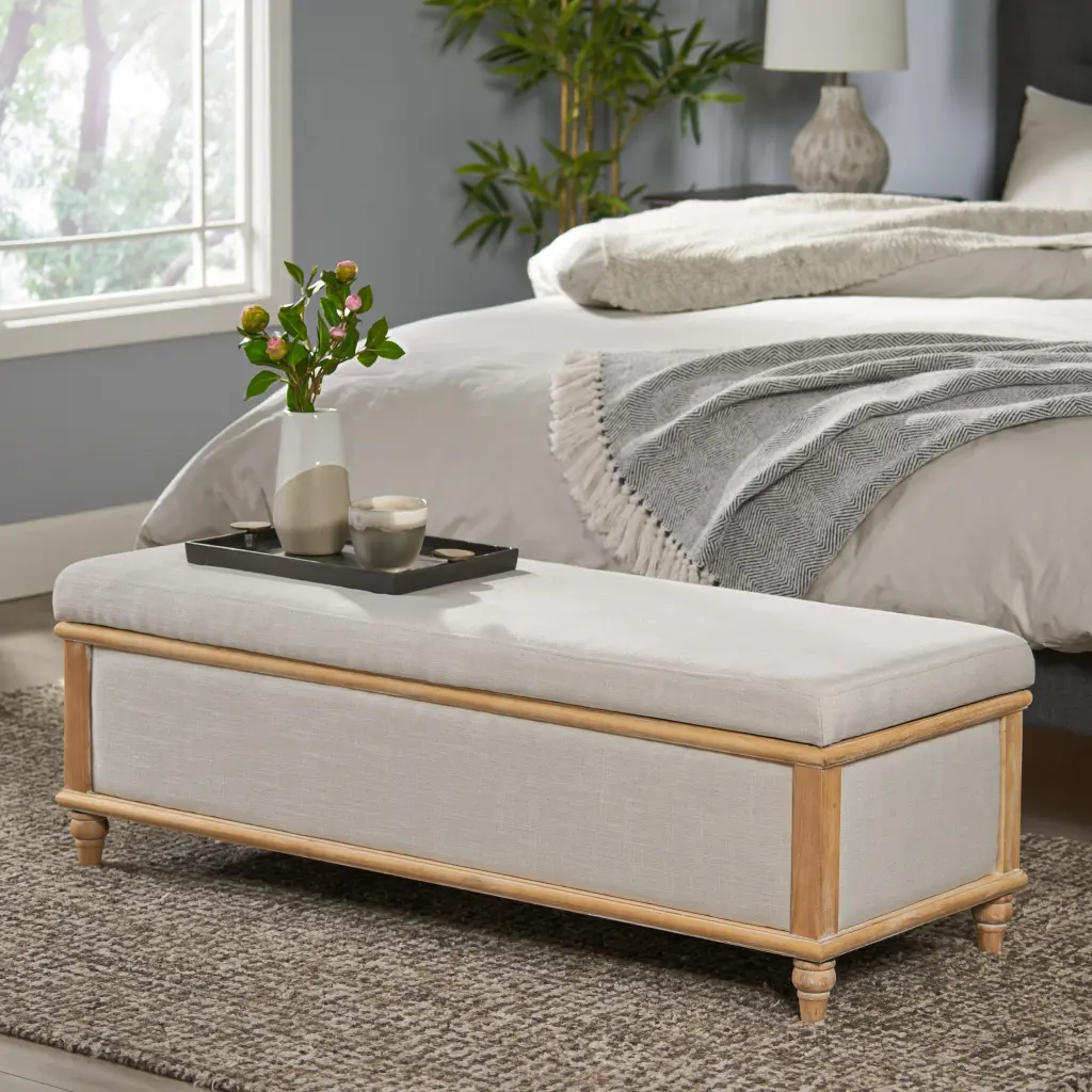 Osgood Storage Ottoman White Material Living Room or Bedroom nh-an