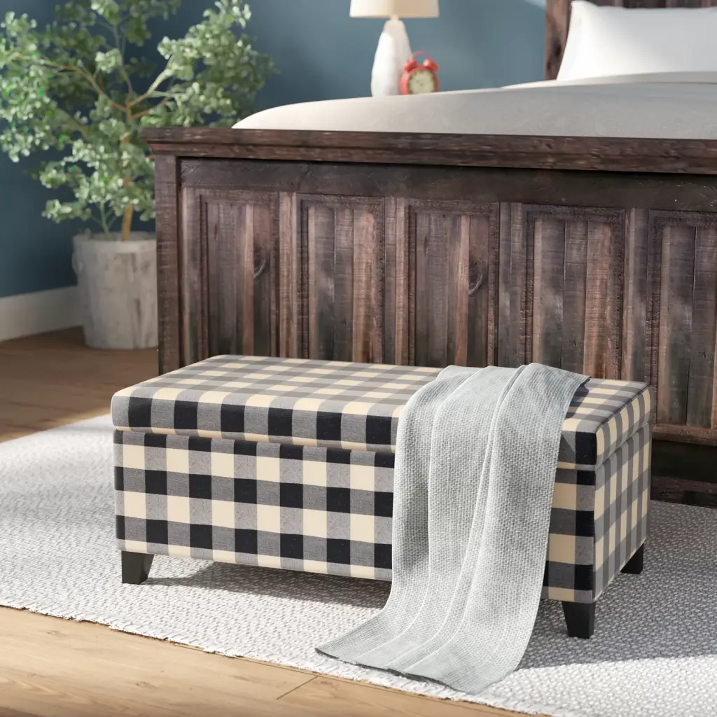 Storage Ottoman, Black Fabric Multi-Functional Footrest and Storage Box nh-comfortcove