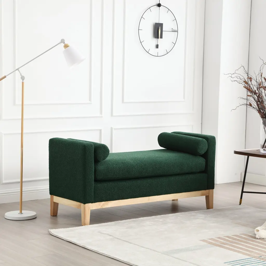 53.5 Inch Elegant Upholstered Bench Ottoman Timber Legs w1852