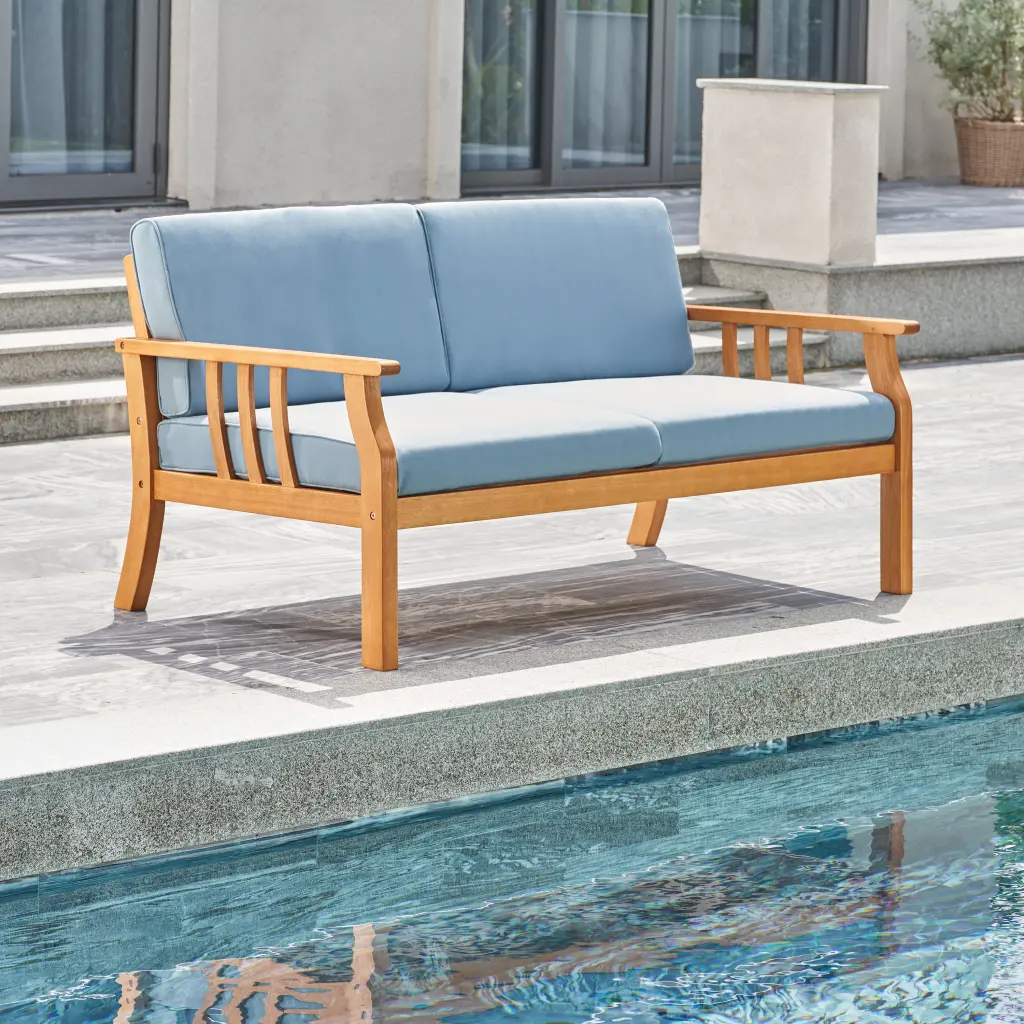 Kapalua Honey Nautical Eucalyptus Timber Outdoor Sofa Bench Cushions Patio vifah