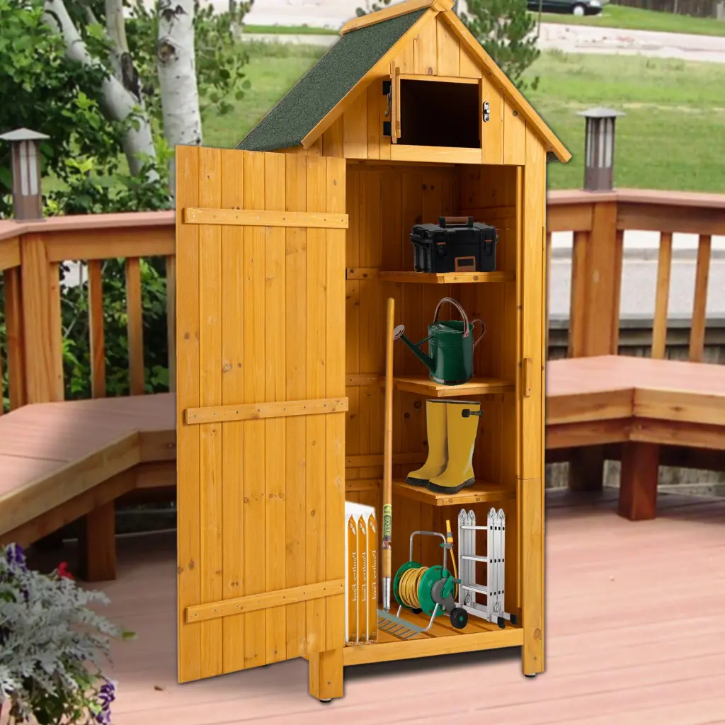 30.3L X 21.3W X 70.5H Outdoor Storage Cabinet Tool Shed Wooden Garden Storage hortus oasis