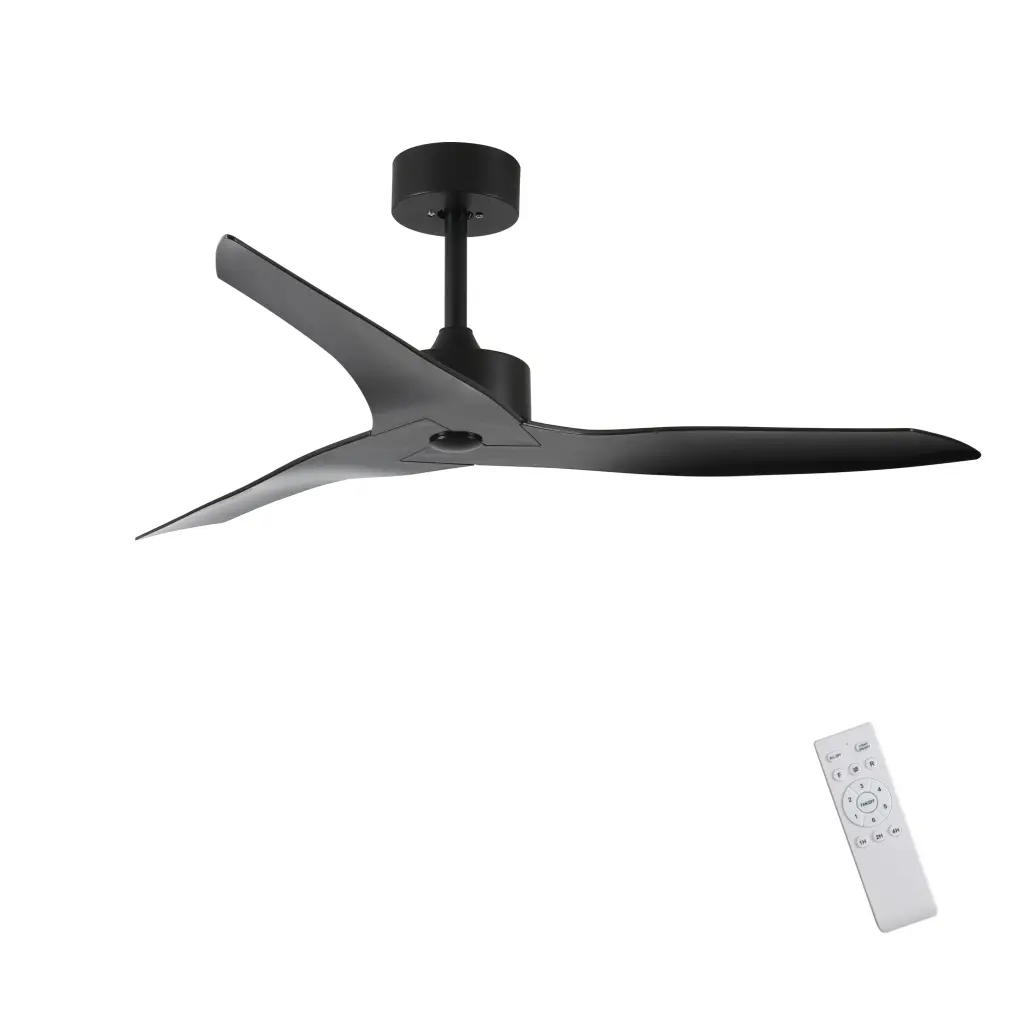 52 Inch Outdoor Black Ceiling Fan Without Light and Remote Control hc ceiling fan with light