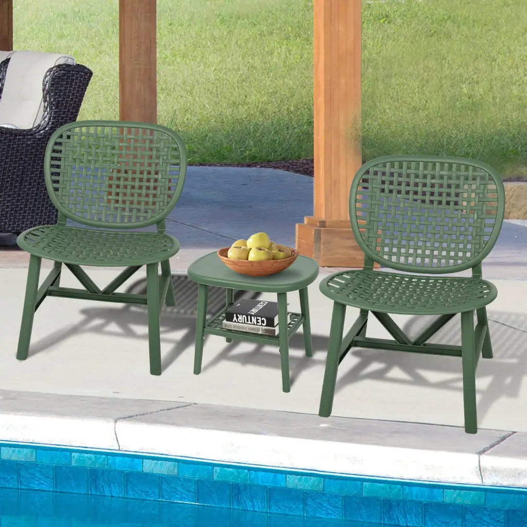 3 Piece Hollow Design Retro Patio Table Chair Set - All Weather first choice products