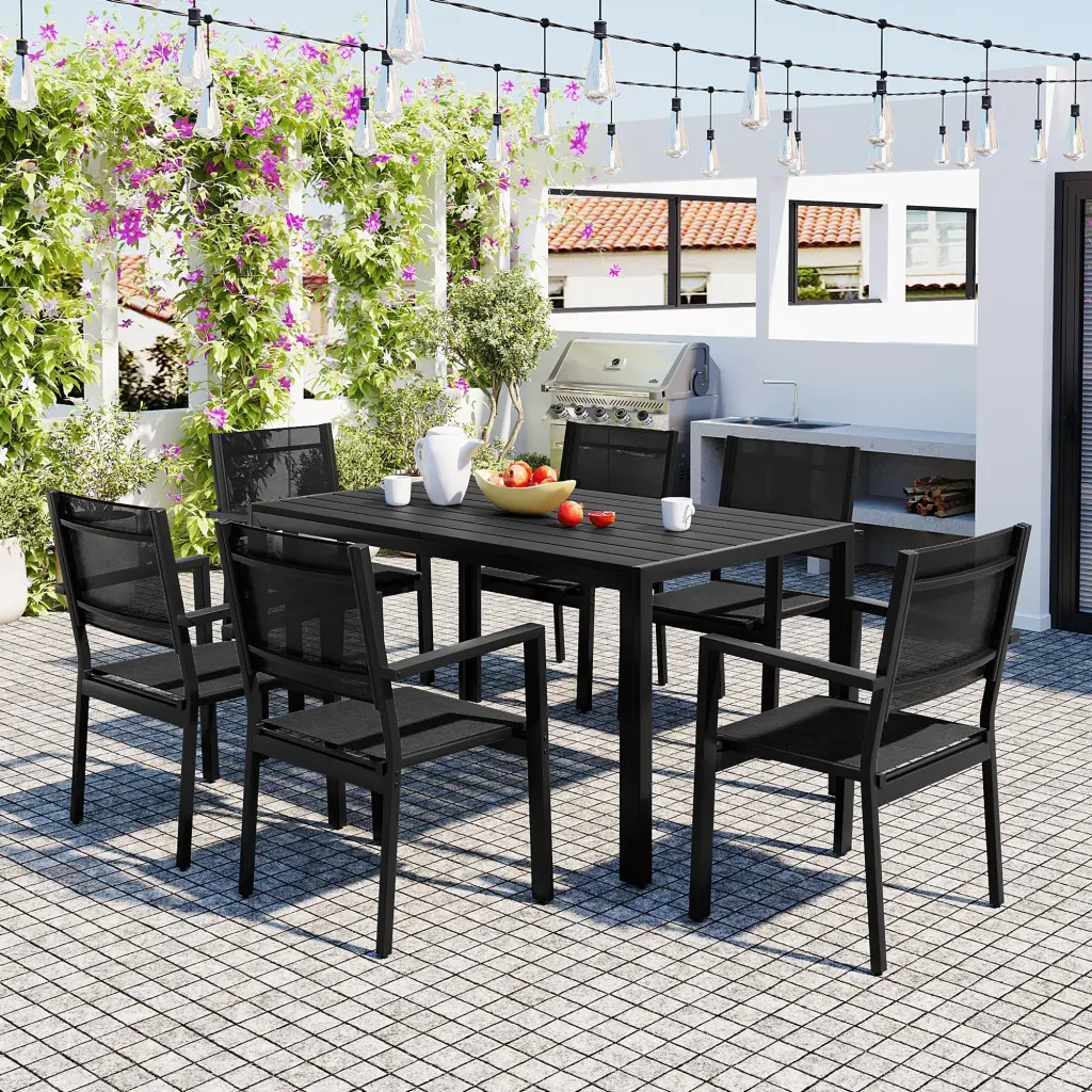 High Quality Alloy Metal Outdoor Table and Chair Set Suitable Patio and Backyard u_style