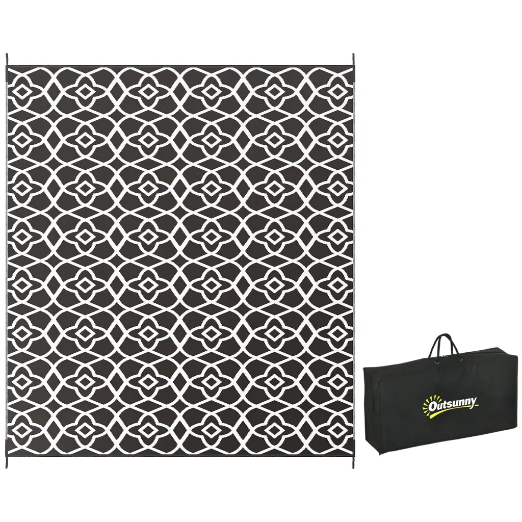 Outsunny Reversible Outdoor Rug 8' X 10' Water Resistant Polymer Straw Floor Mat aosom business