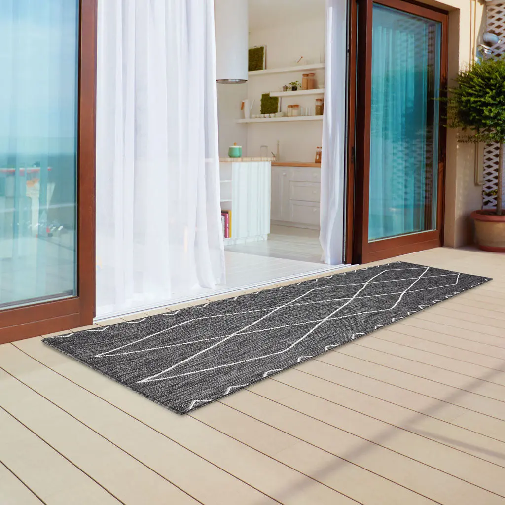 Darya Moroccan Indoor Outdoor Rug Grey Cotton Reversible jla