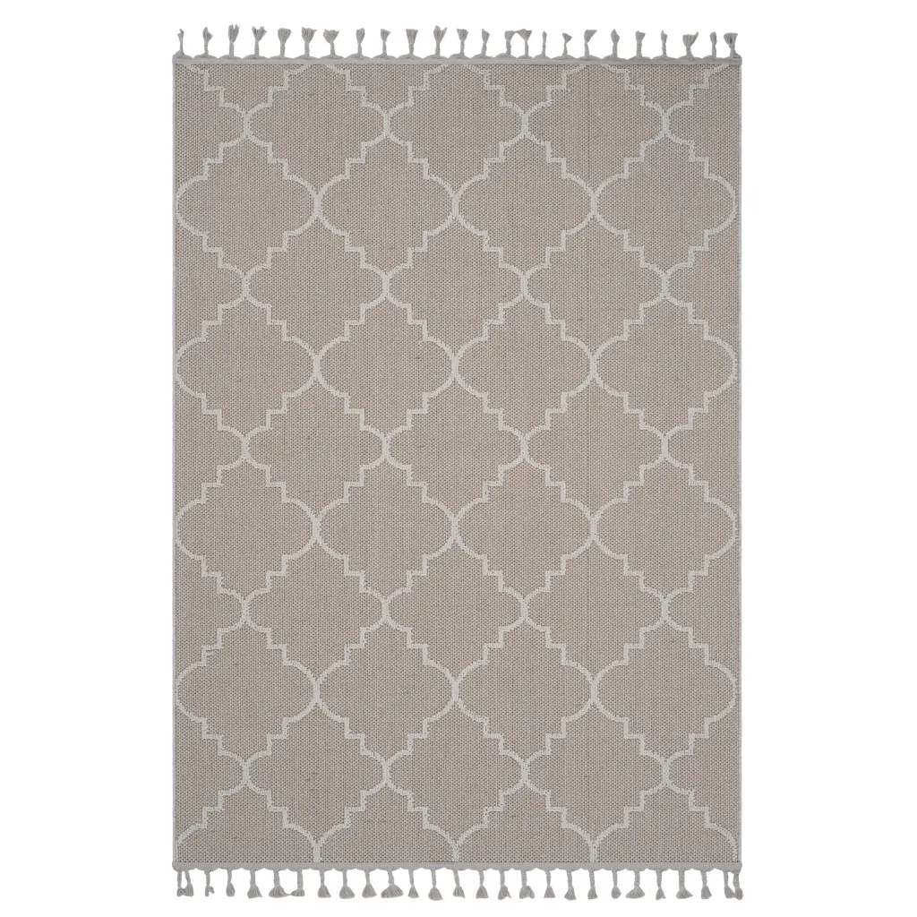 Naar Guros Collection 5x7 Ivory Trellis Indoor Outdoor Area Rug naar rug