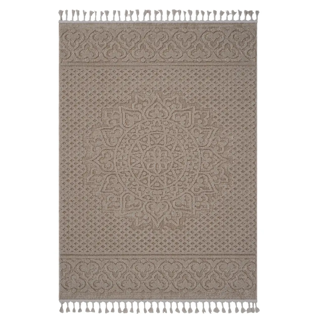 Naar Guros Collection 6X9 Beige Medallion Indoor Outdoor Area Rug naar rug