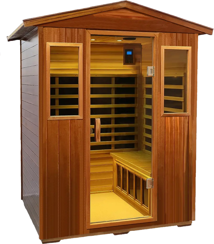 Four Person Khaya Far Infrared Outdoor Sauna Room Natural Wood rnb
