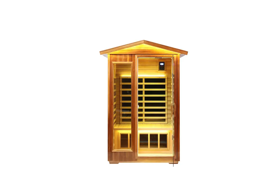 Two Person Far Infrared Outdoor Sauna Natural Solid Timber Construction rnb